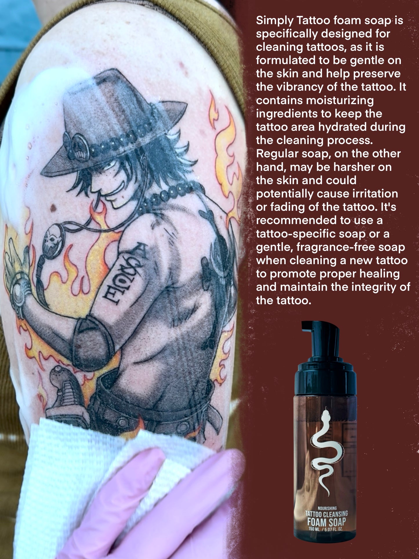 Simply Tattoo Soap Aftercare 150ML./5.07FL.OZ.- For New Tattoos - For Tattoos & Piercings - Healing Tattoo - Cleaning Soap